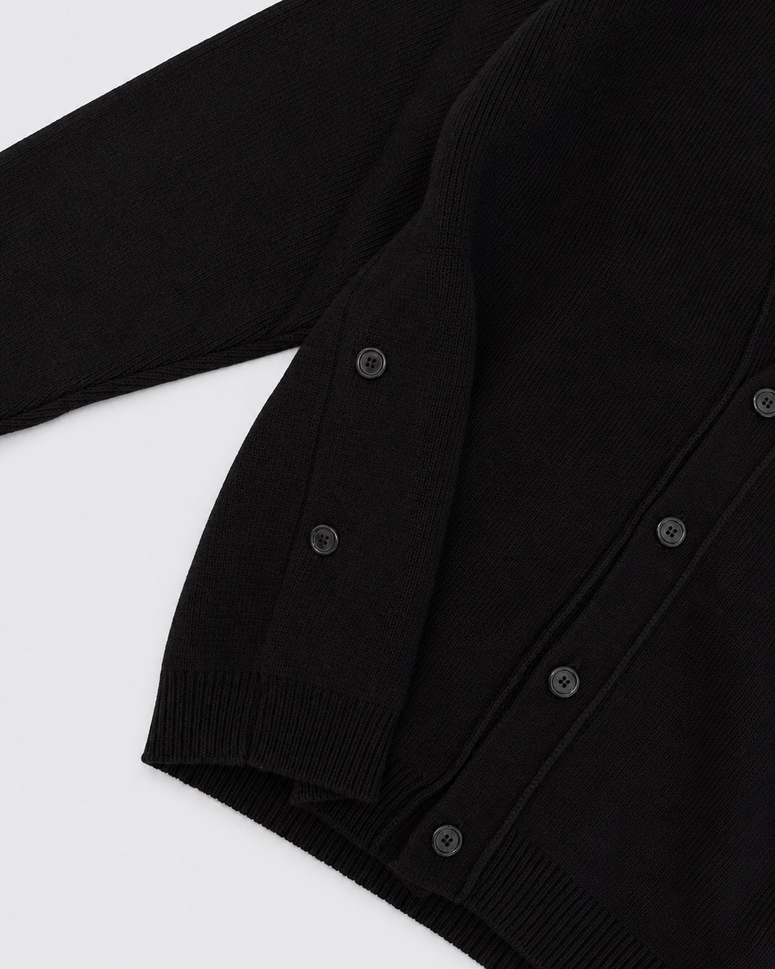Cardigan Boxy In Lana Punto Stoffa Nero