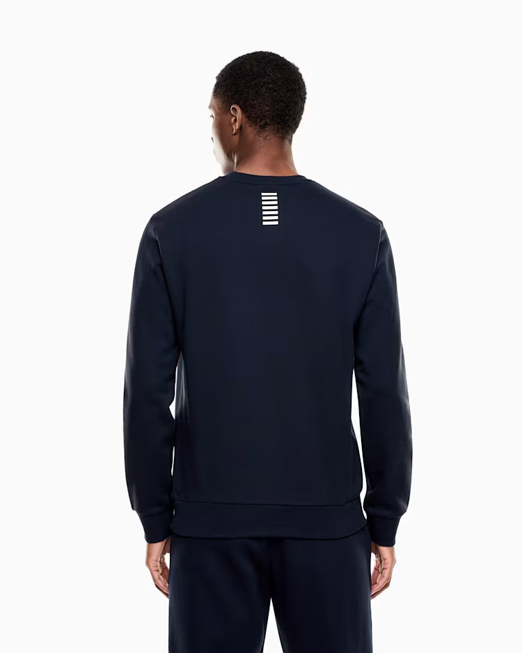 EA7 ARMANI Felpa girocollo da uomo con logo sul petto Core Identity 8NPM34 PJVTZ 1562 blu