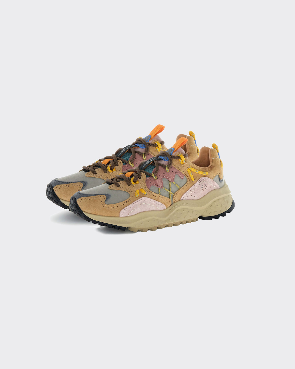 Sneakers Yamabushi Woman Suede-Nylon Cognac/Taupe/Pink