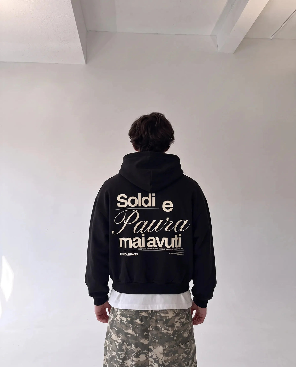 Felpa Oversize Nera 330g No Fear Boxy Fit Made in Italy | Horda