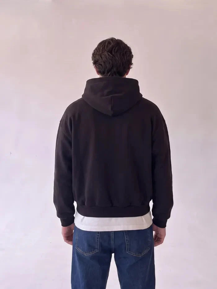 Felpa con Cappuccio Nera Oversize Taped 330g