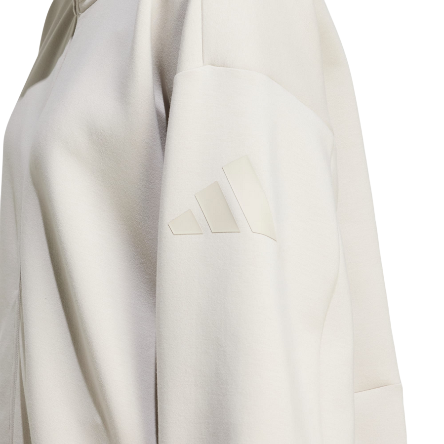 Adidas Felpa Donna Zip JV9904 Ampia Elegante - Beige
