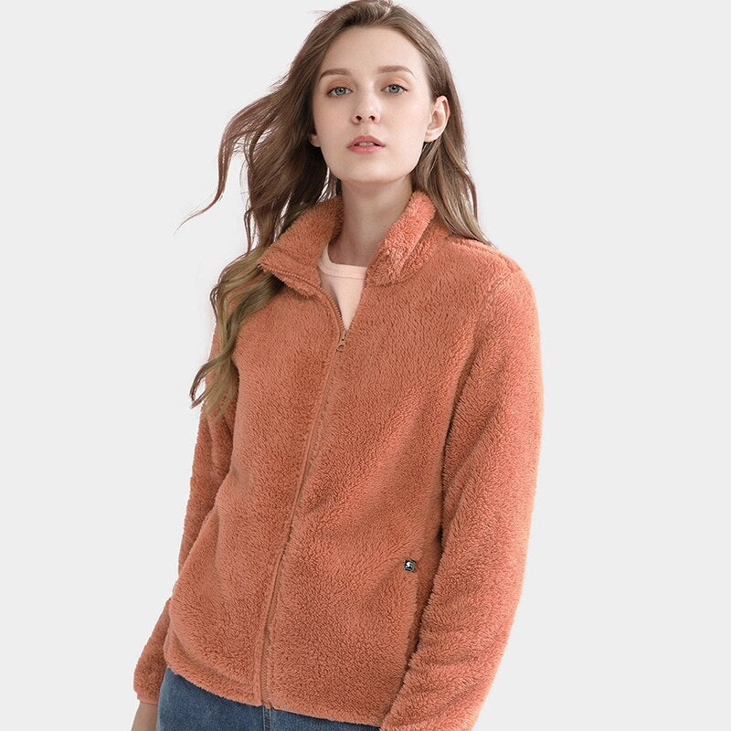 Giacca Felpata Donna con Zip Calda e Casual