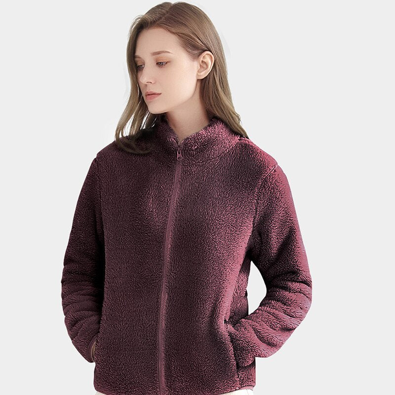Giacca Felpata Donna con Zip Calda e Casual