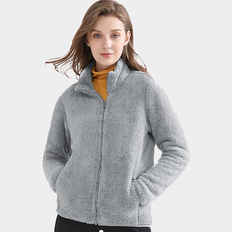 Giacca Felpata Donna con Zip Calda e Casual