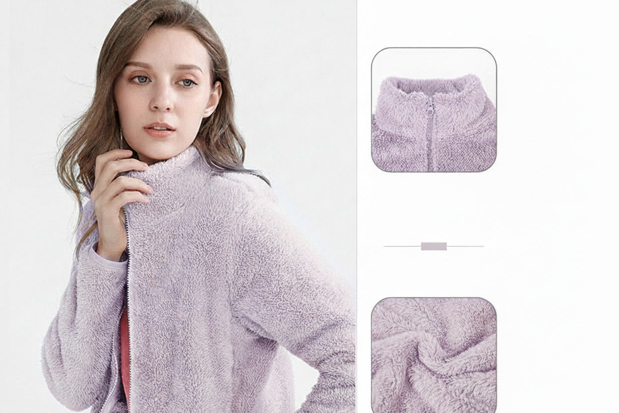 Giacca Felpata Donna con Zip Calda e Casual