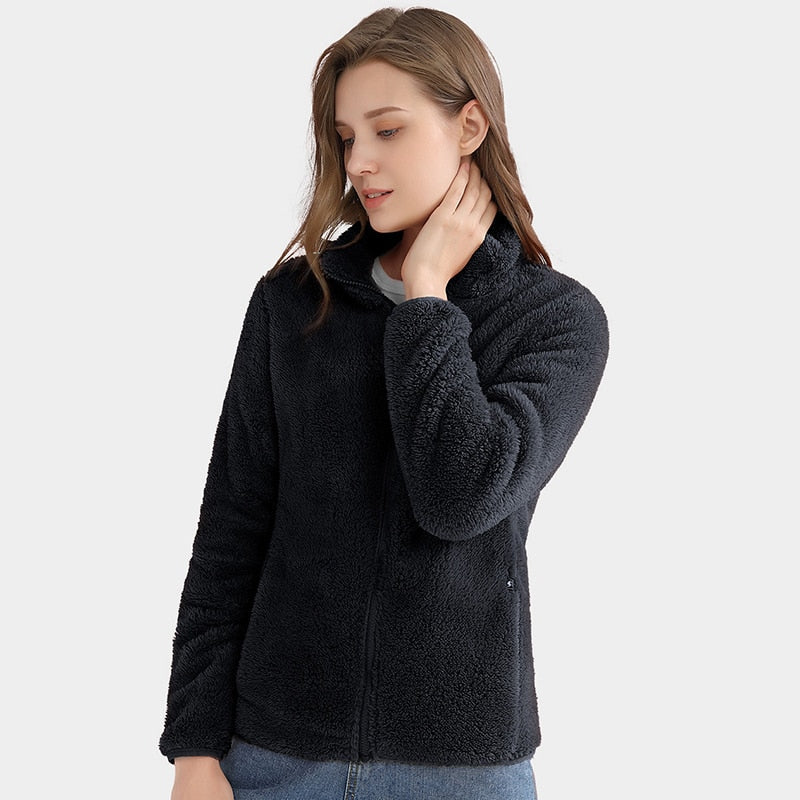 Giacca Felpata Donna con Zip Calda e Casual