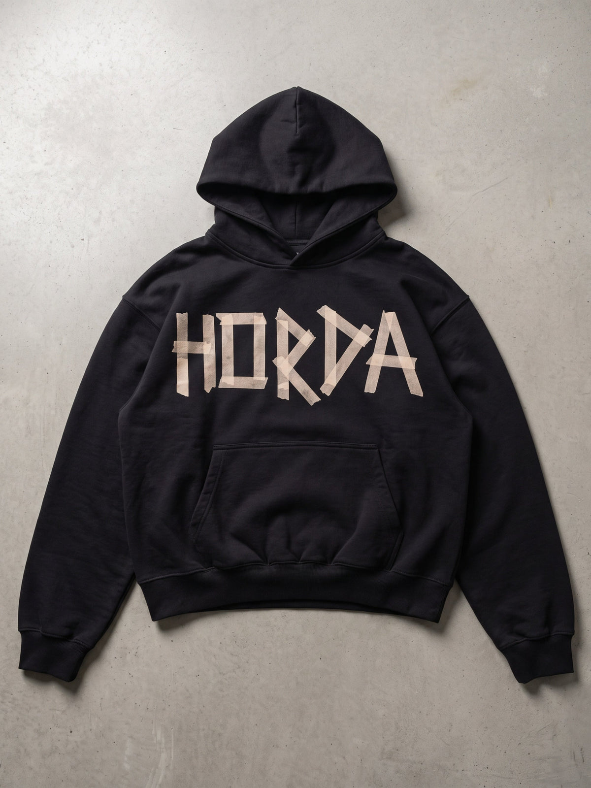 Felpa con Cappuccio Nera Oversize Taped 330g