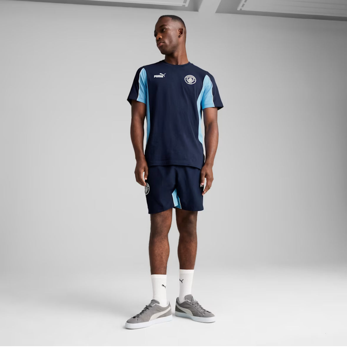 Puma Tee Maglietta MCFC FtblARCHIVE Manchester City Blu Bianca e  Azzurra 2024/2025