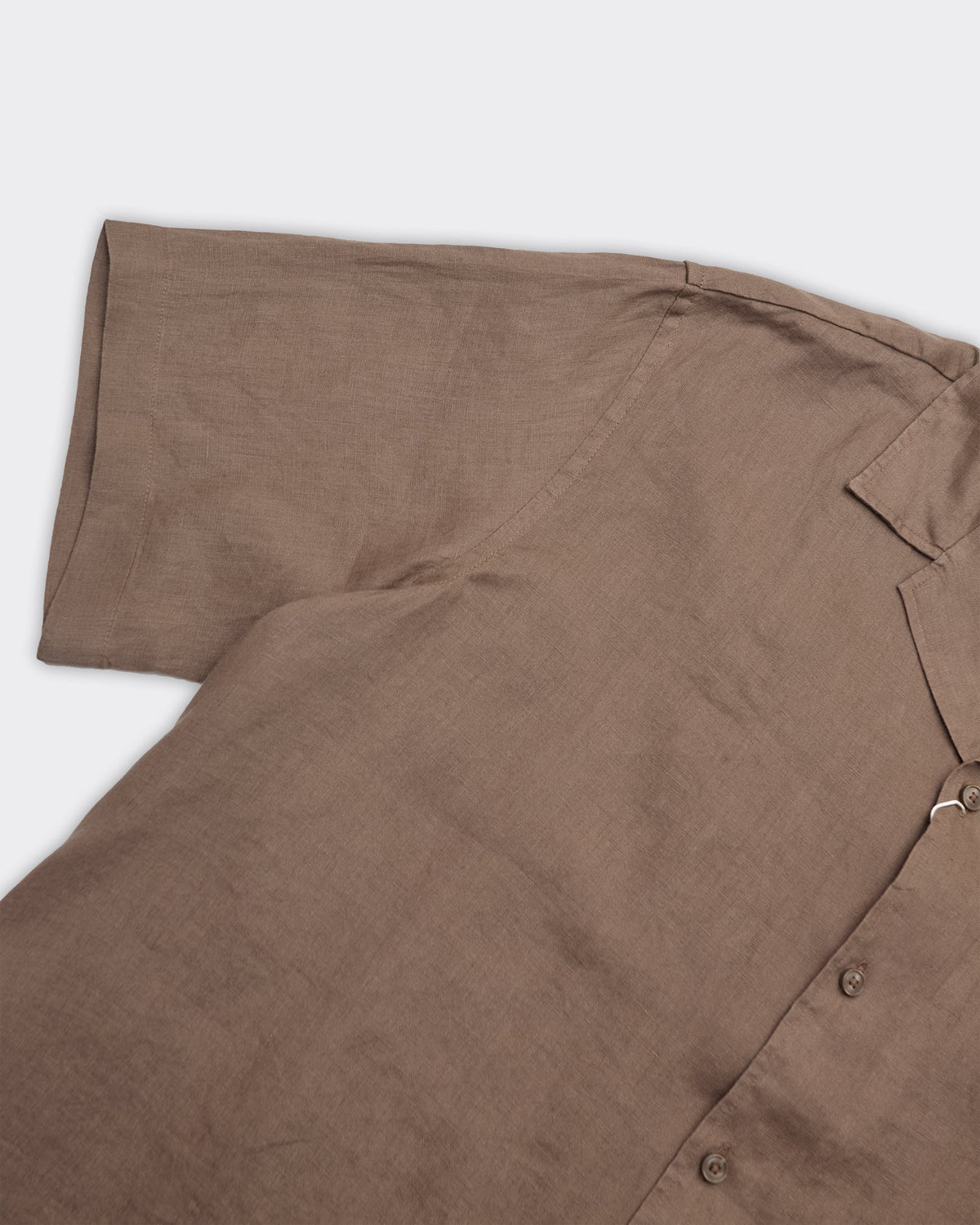 Camicia Kylian Linen SS Relaxed Resort Chocolate Chip