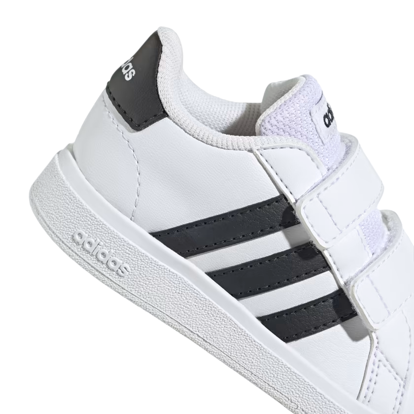 Adidas Grand Court 2.0 2.0 CF GW6527 kids' sneakers with hook-and-loop closure, white-black
