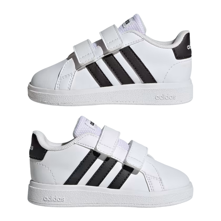Adidas Grand Court 2.0 2.0 CF GW6527 kids' sneakers with hook-and-loop closure, white-black