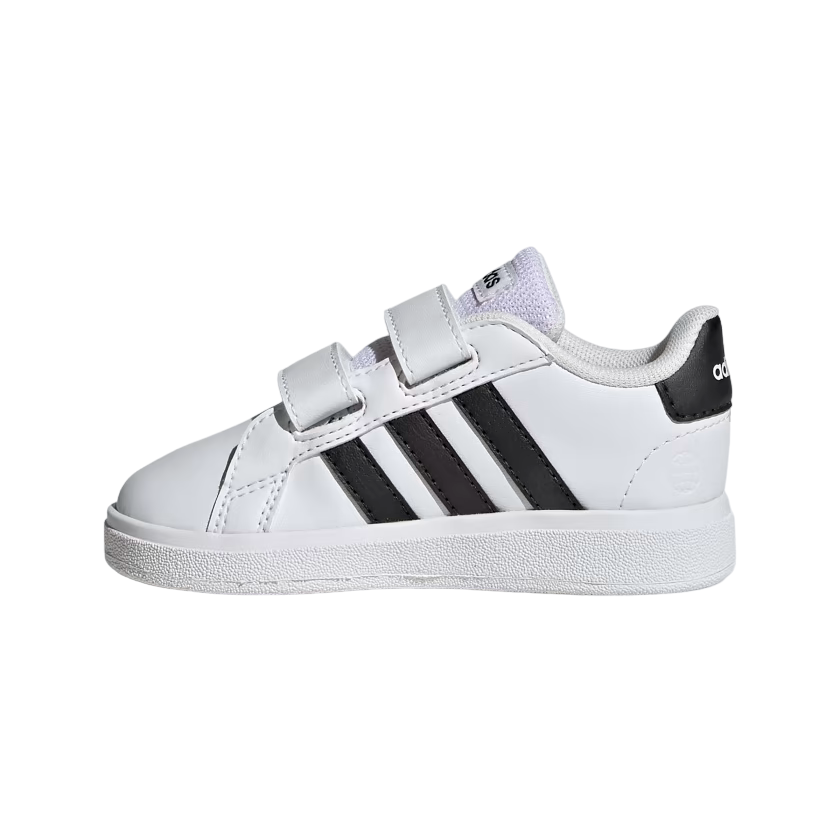 Adidas Grand Court 2.0 2.0 CF GW6527 kids' sneakers with hook-and-loop closure, white-black