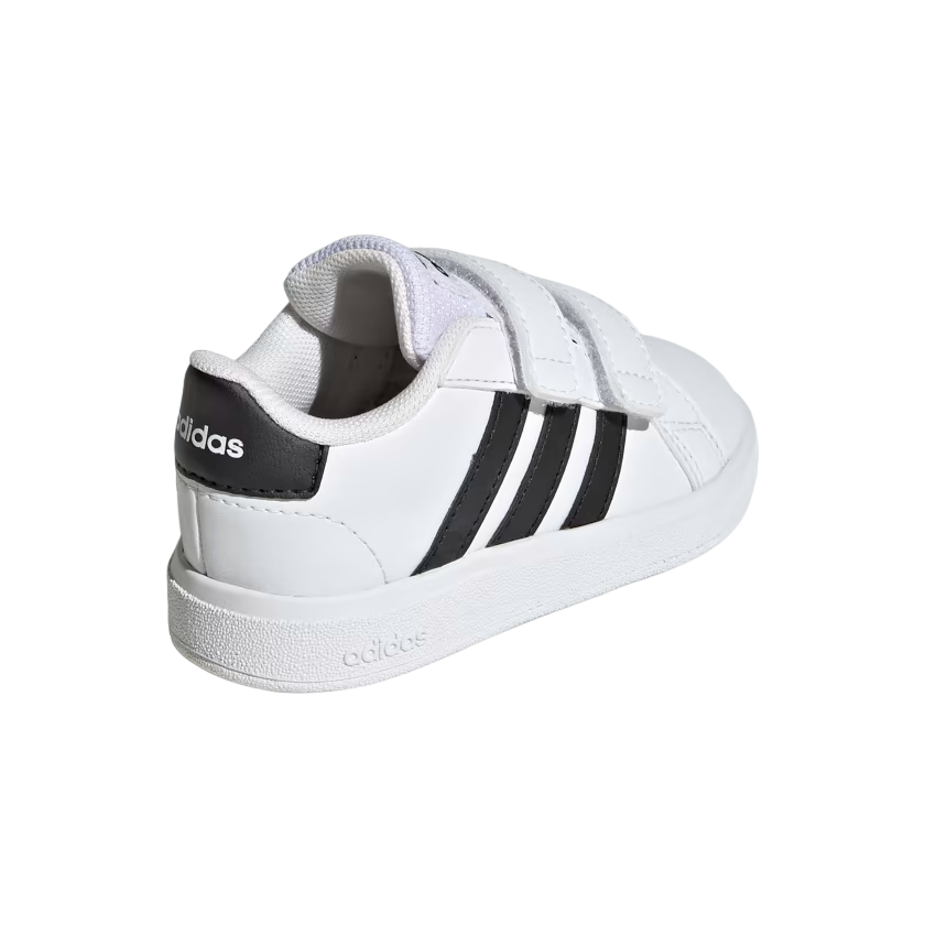 Adidas Grand Court 2.0 2.0 CF GW6527 kids' sneakers with hook-and-loop closure, white-black