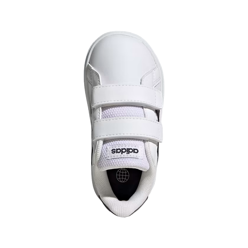 Adidas Grand Court 2.0 2.0 CF GW6527 kids' sneakers with hook-and-loop closure, white-black