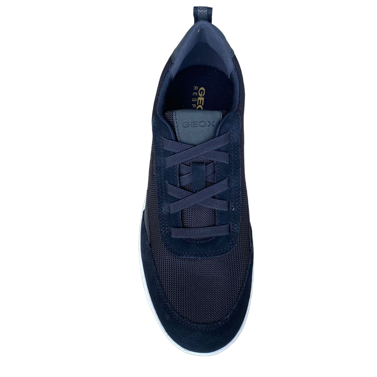 Geox Men's Spherica U45BYA blue sneakers with elastic laces and suede and nylon
