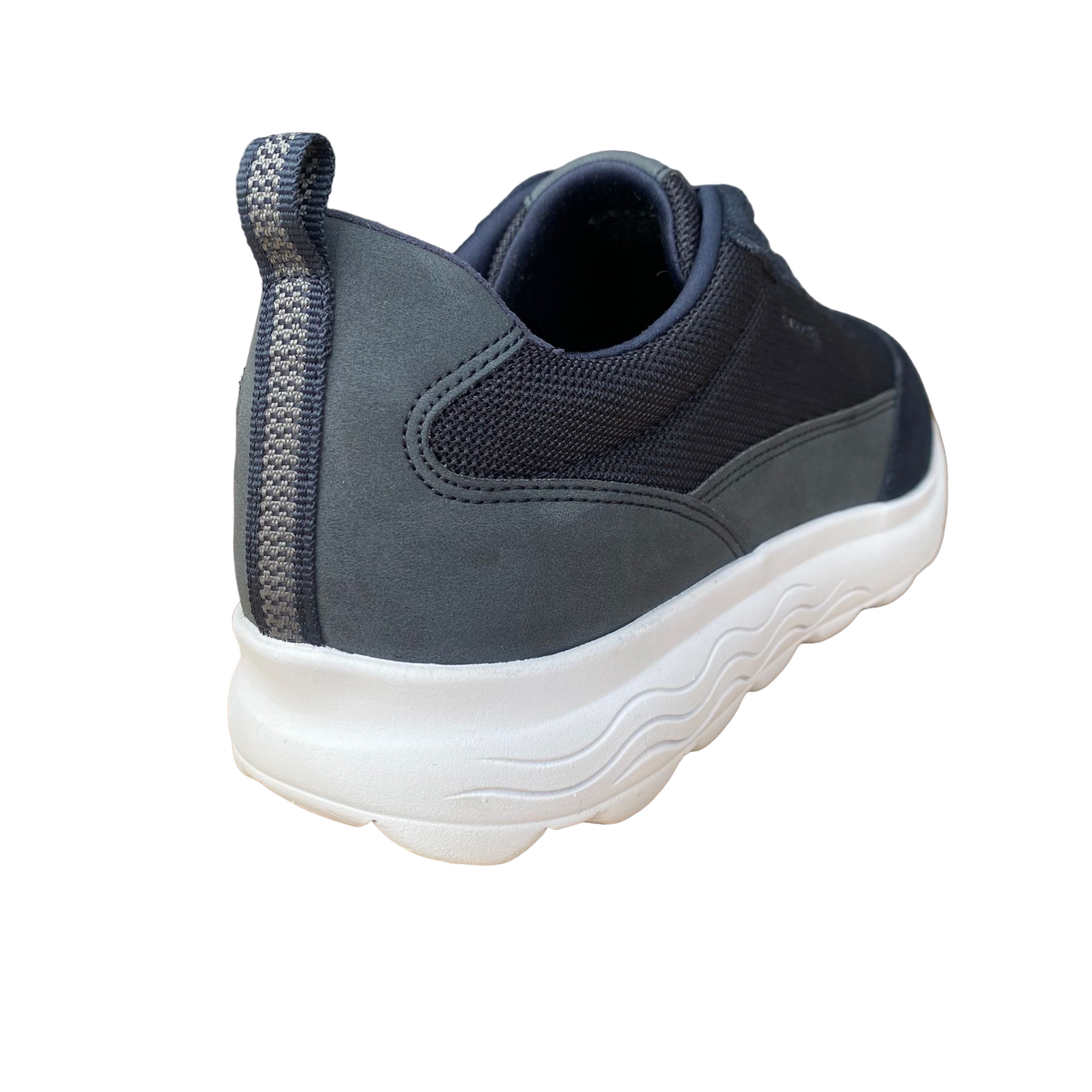 Geox Men's Spherica U45BYA blue sneakers with elastic laces and suede and nylon