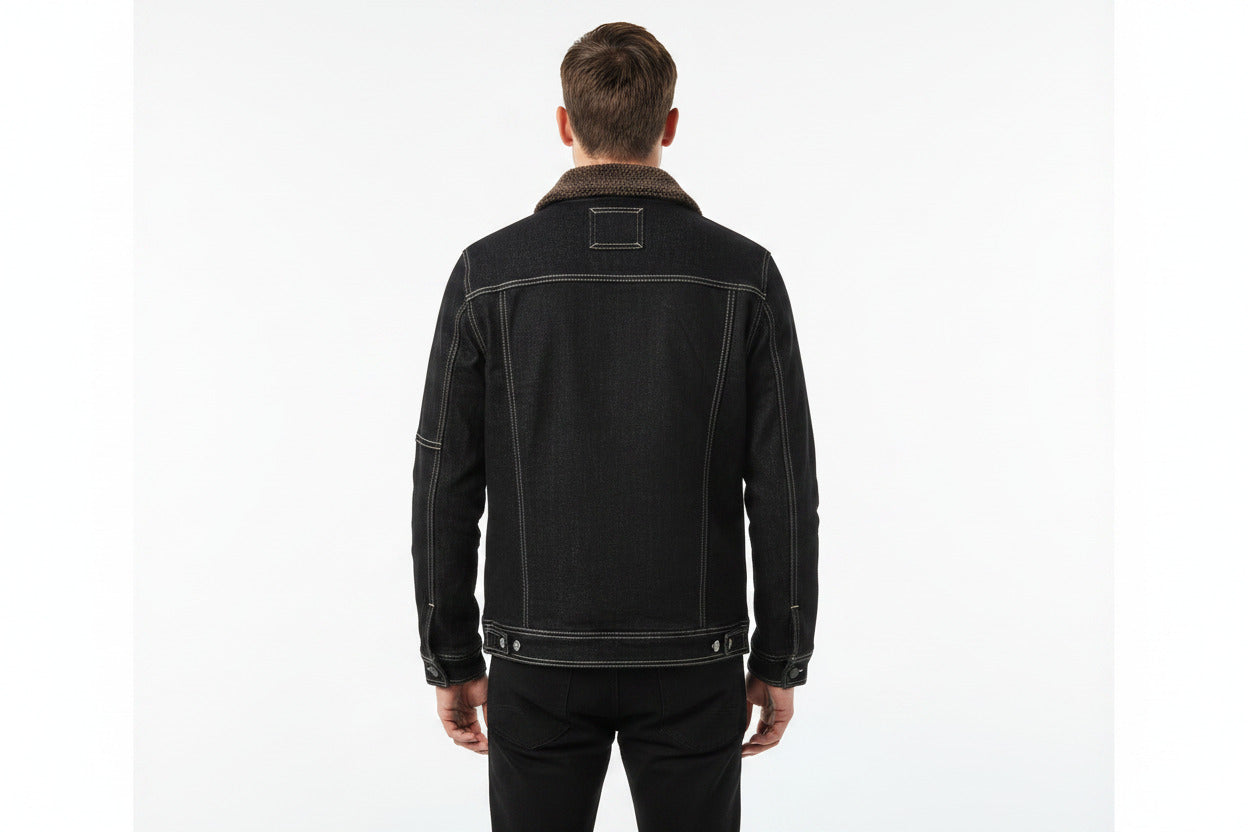Giacca Jeans Uomo Felpata Invernale Calda e Comoda Slim Fit
