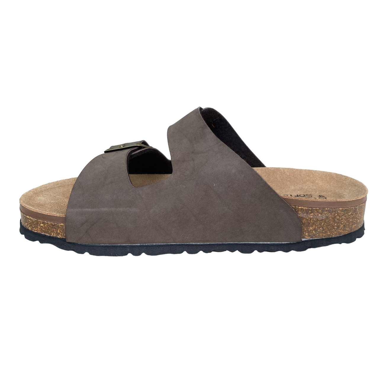 Goldstar ciabatta da uomo con sottopiede in pelle e con 2 fibbie regolabili GS39900 moro