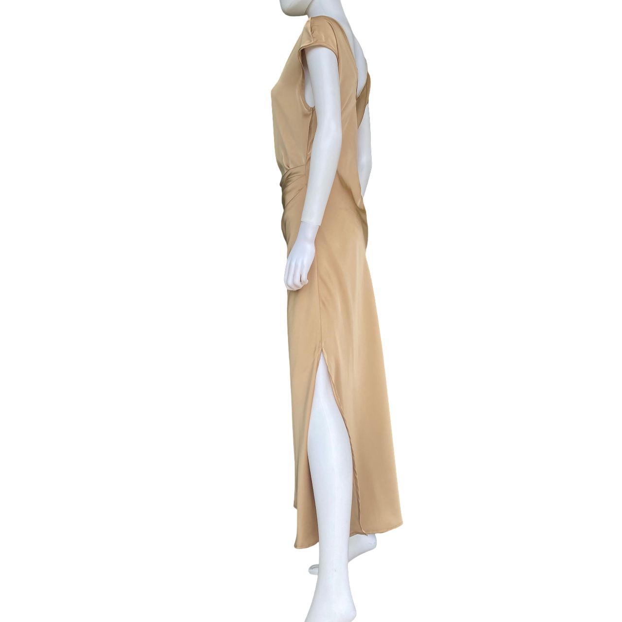 Griffai Abito lungo da donna in raso con scollo a V DGP6682 bronzo