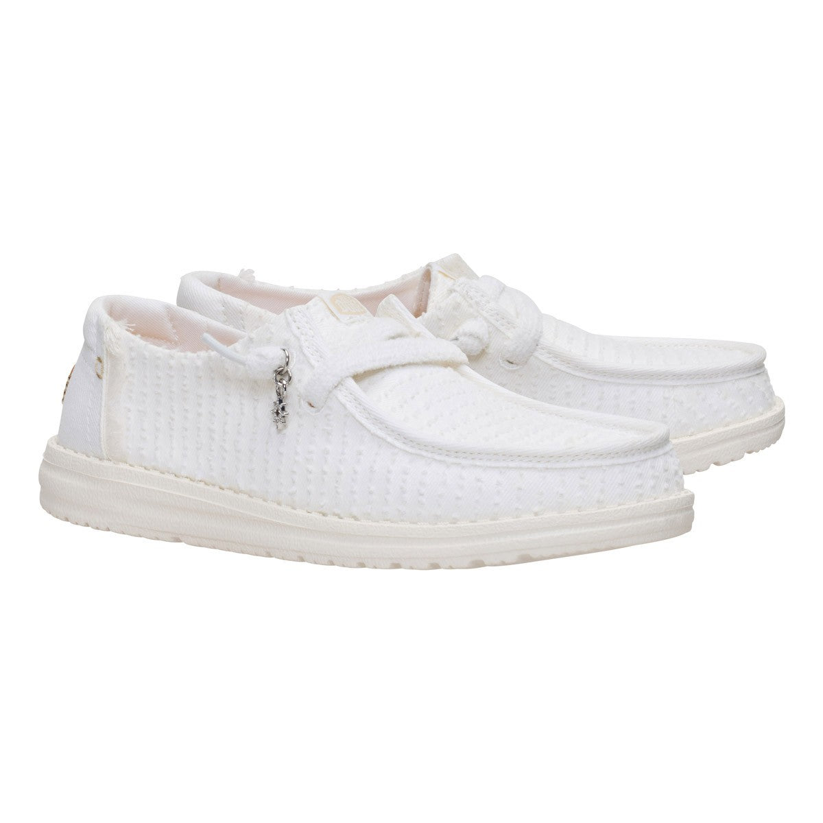 Hey Dude Wendy frayed canvas  snow white