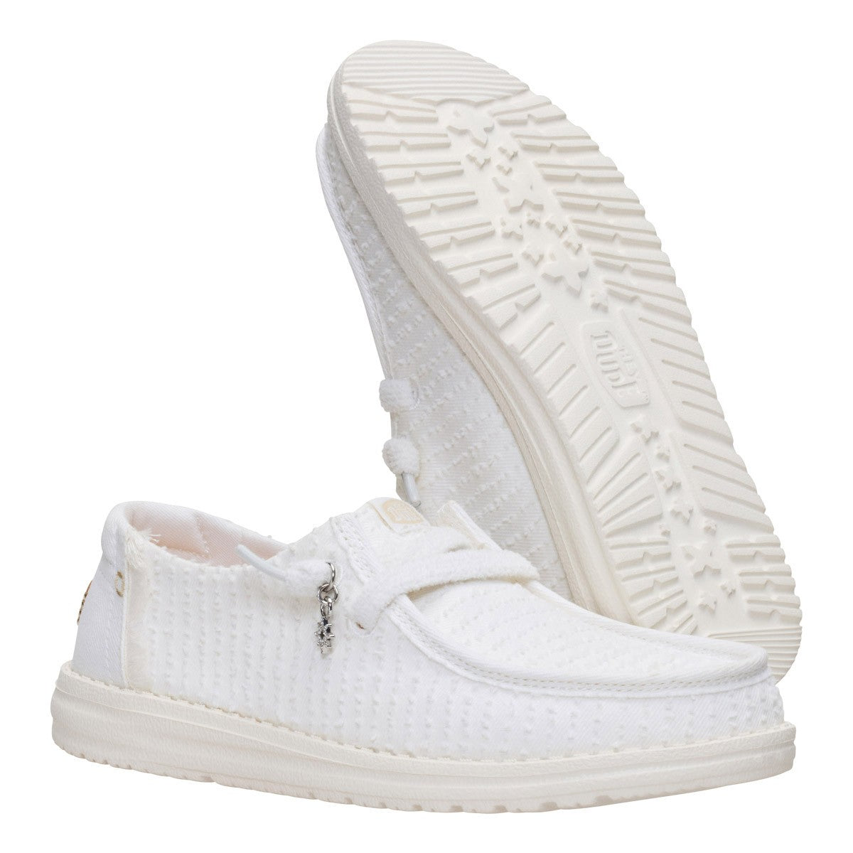 Hey Dude Wendy frayed canvas  snow white