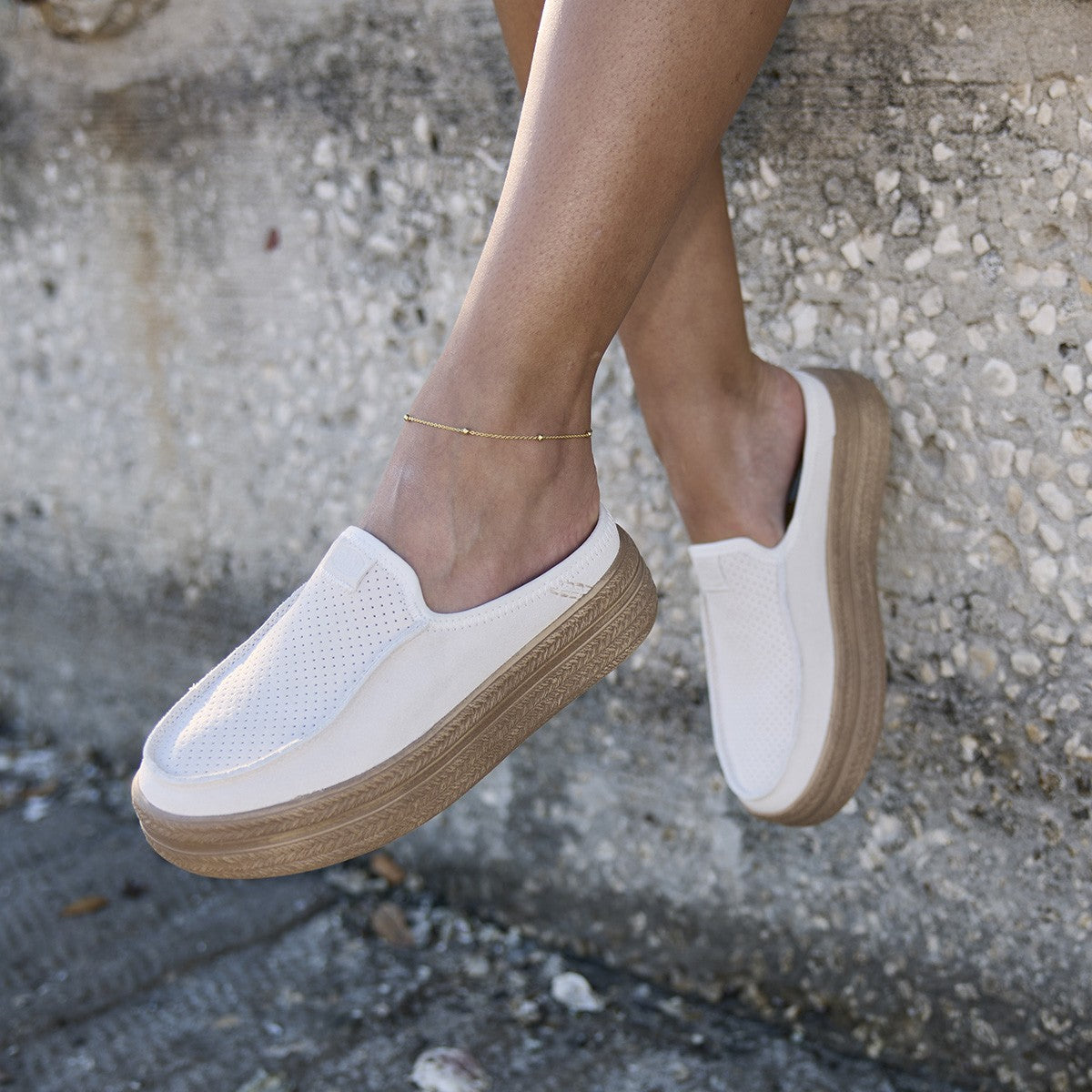 Hey Dude Austin lift espadrille woven white