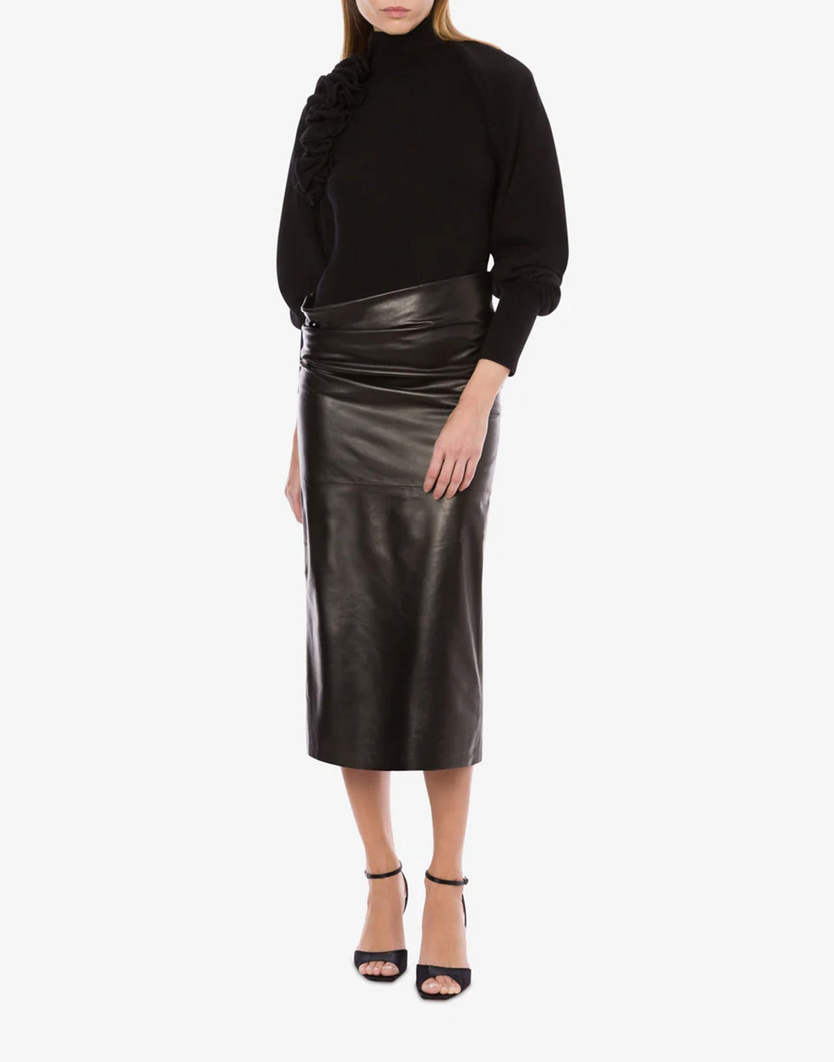 ALBERTA FERRETTI Bolero in Lana Merino, Seta e Cashmere con Fiori 3D Nero