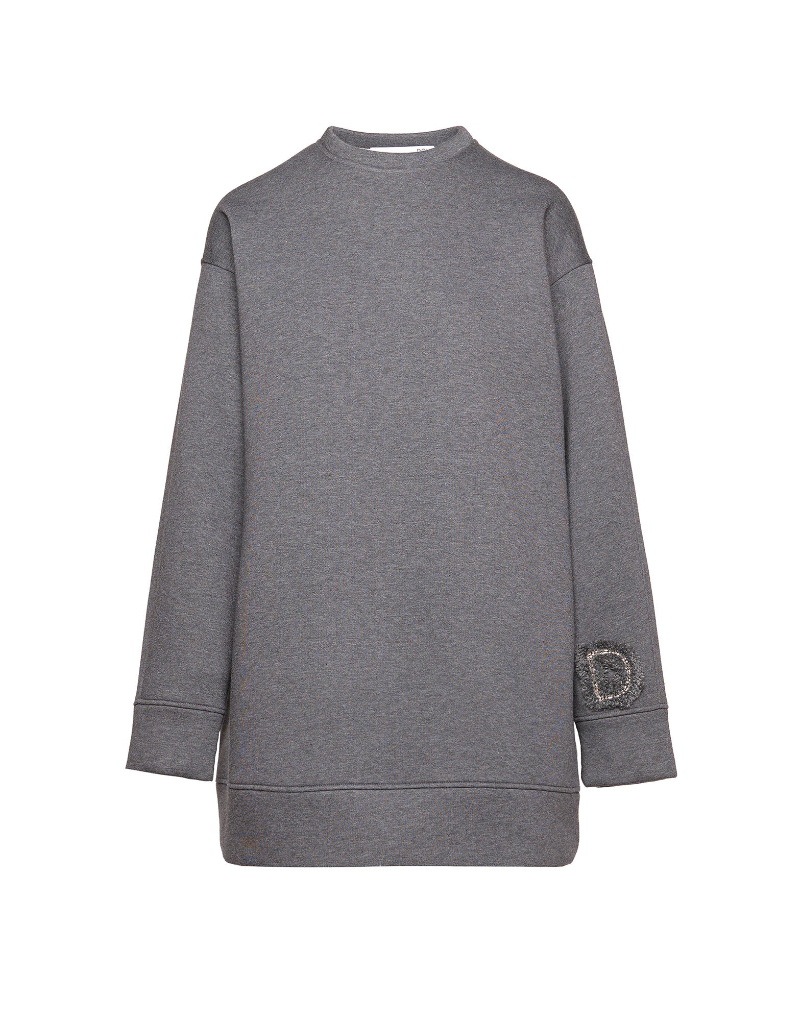 DOUUOD Abito in Felpa Soft con Ricamo Applicato Grigio Melange