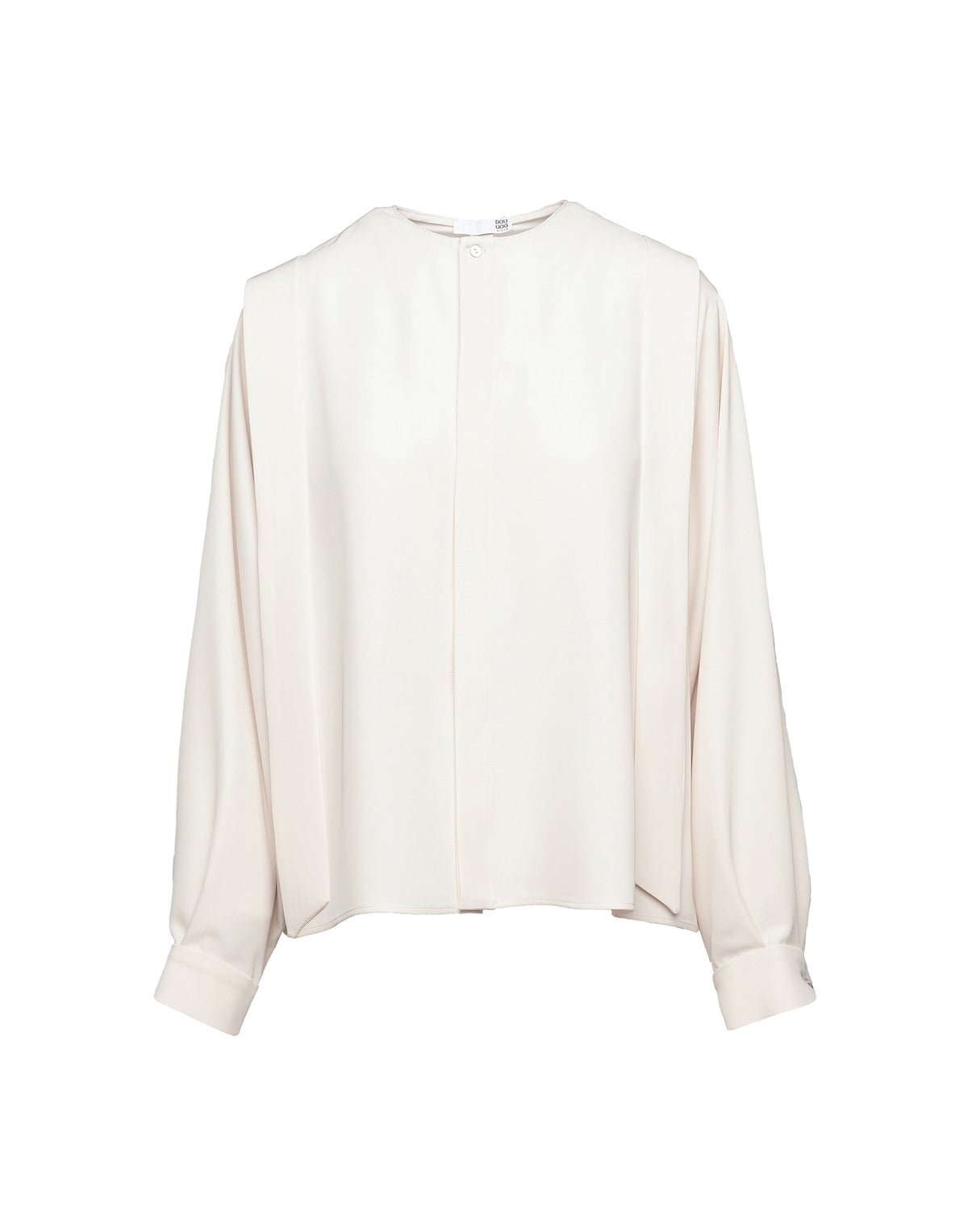 DOUUOD Camicia in Cady Fluido con Sciarpa Staccabile Vaniglia