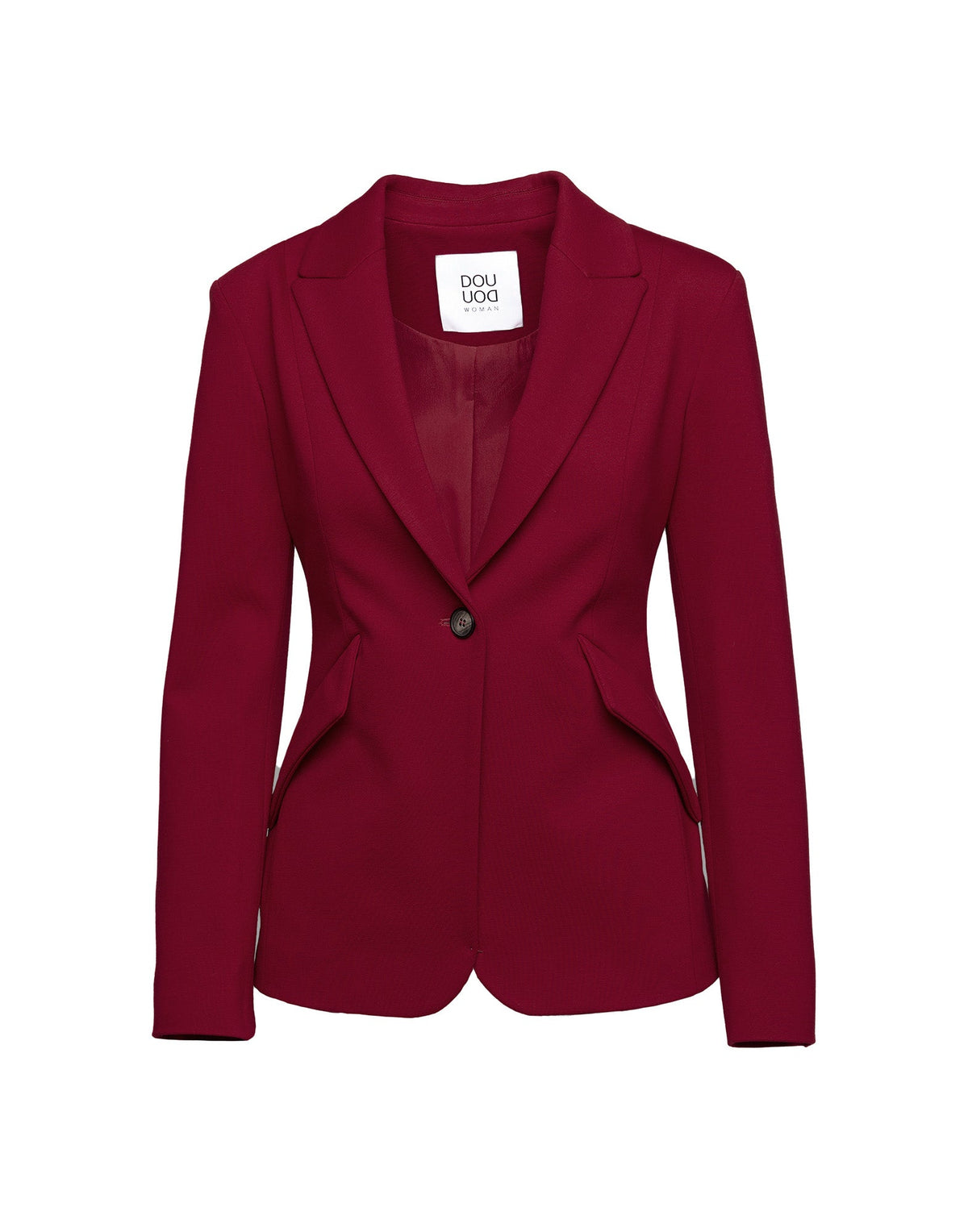 DOUUOD Blazer Sfiancato Monopetto in Punto Milano Bordeaux