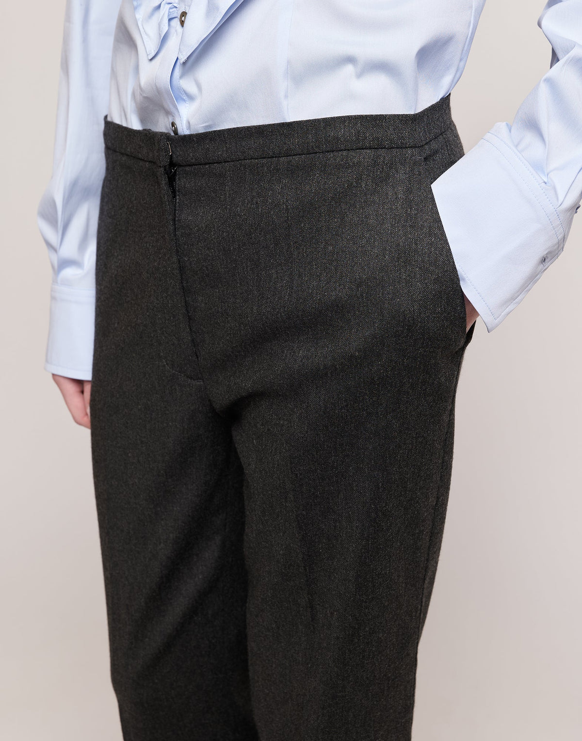 DOUUOD Pantaloni in Flanella Stretch con Gamba Dritta Grigio Antracite