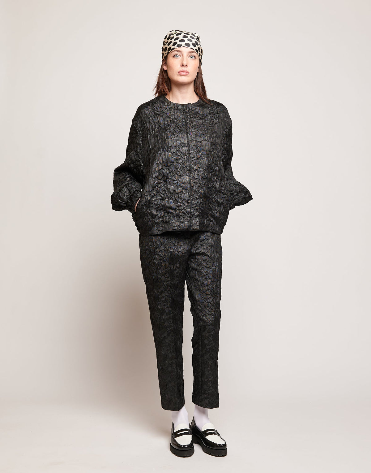 DOUUOD Bomber in Matelassé Floreale Cinzato