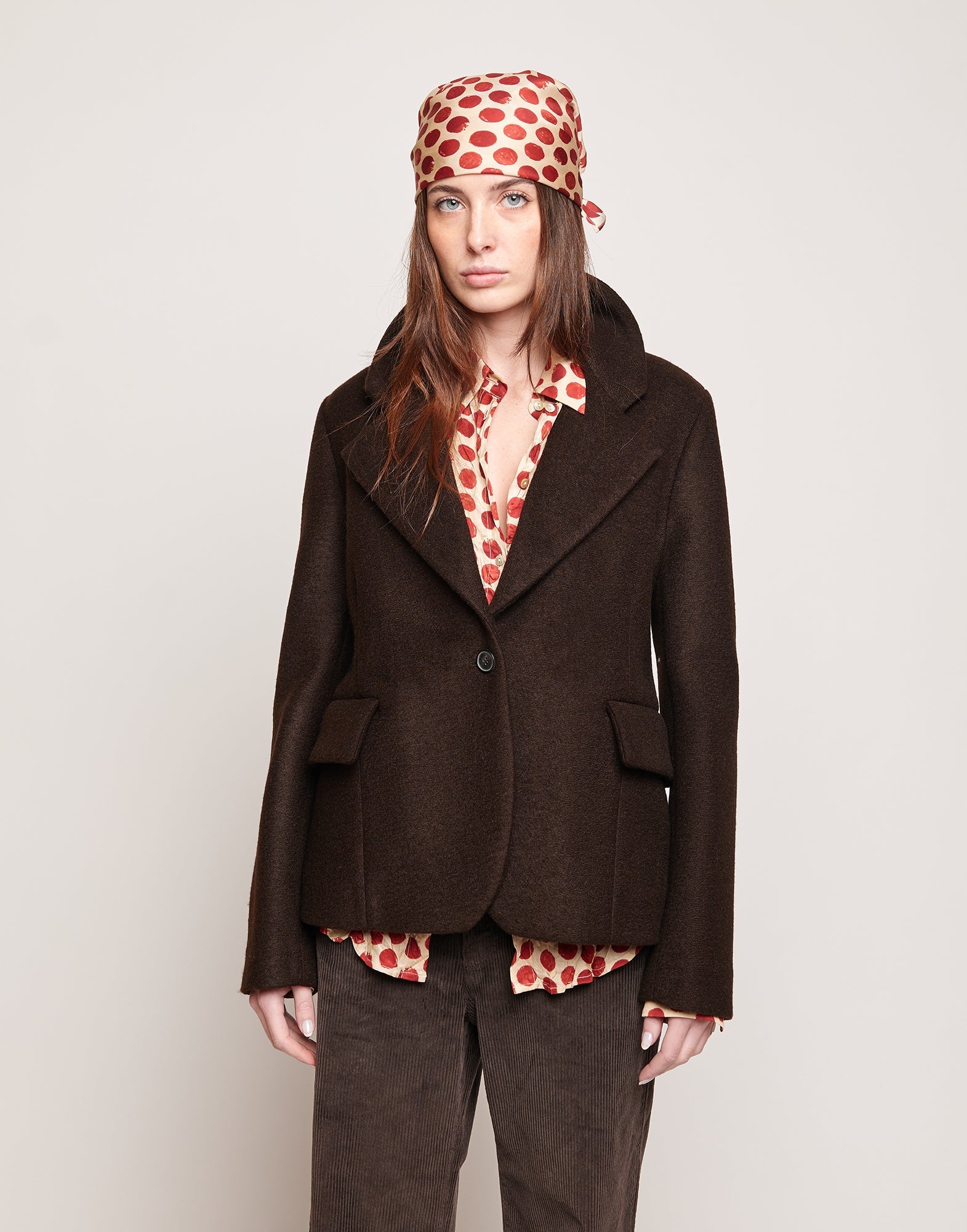 DOUUOD Giacca Monopetto in Neoprene Warm Jersey Ciocco