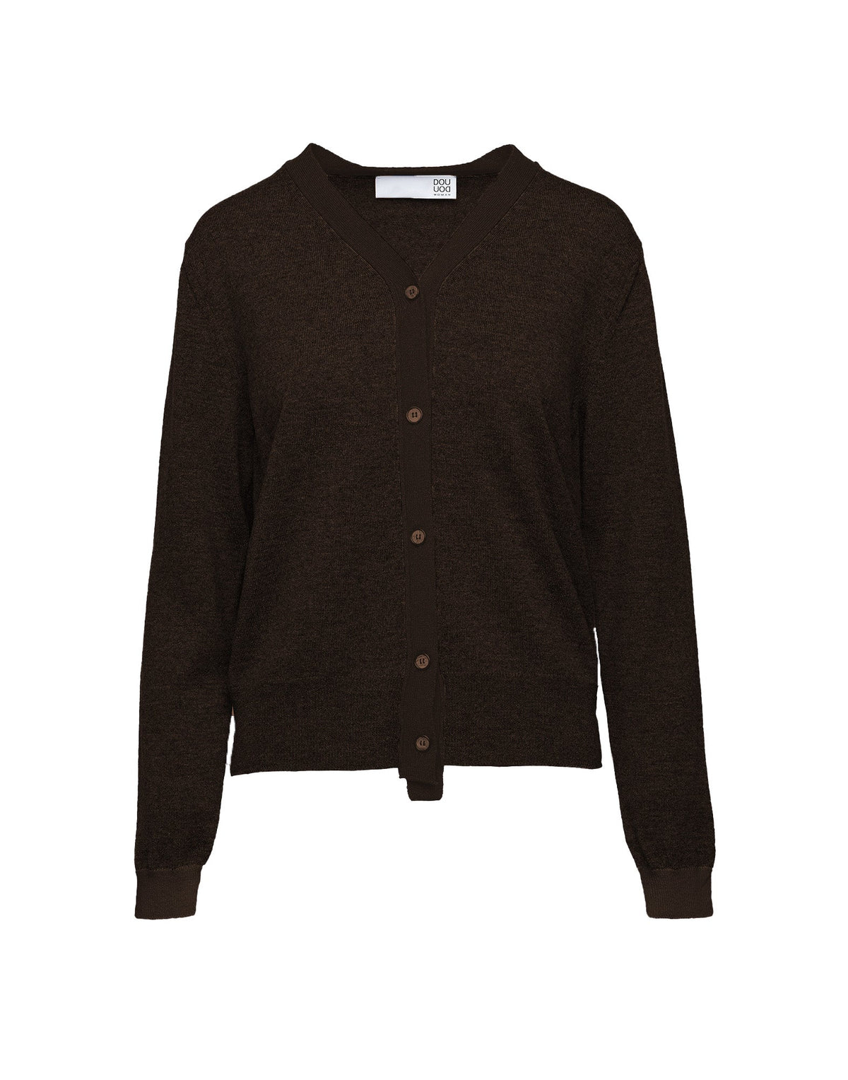 DOUUOD Cardigan Scollo a V in Lana e Cashmere Ciocco