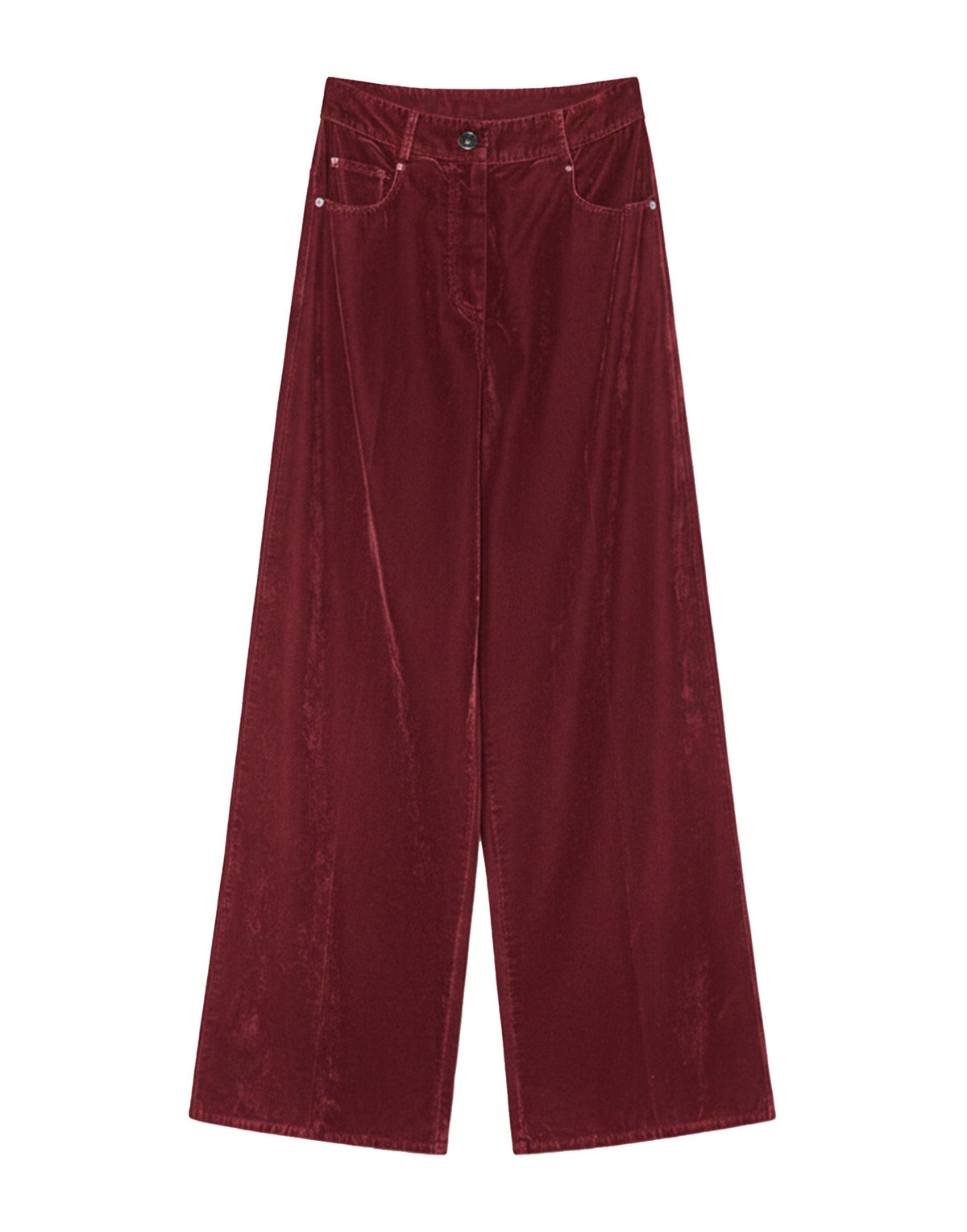 FORTE FORTE Pantalone 5 Tasche in Cotone Floccato Bordeaux