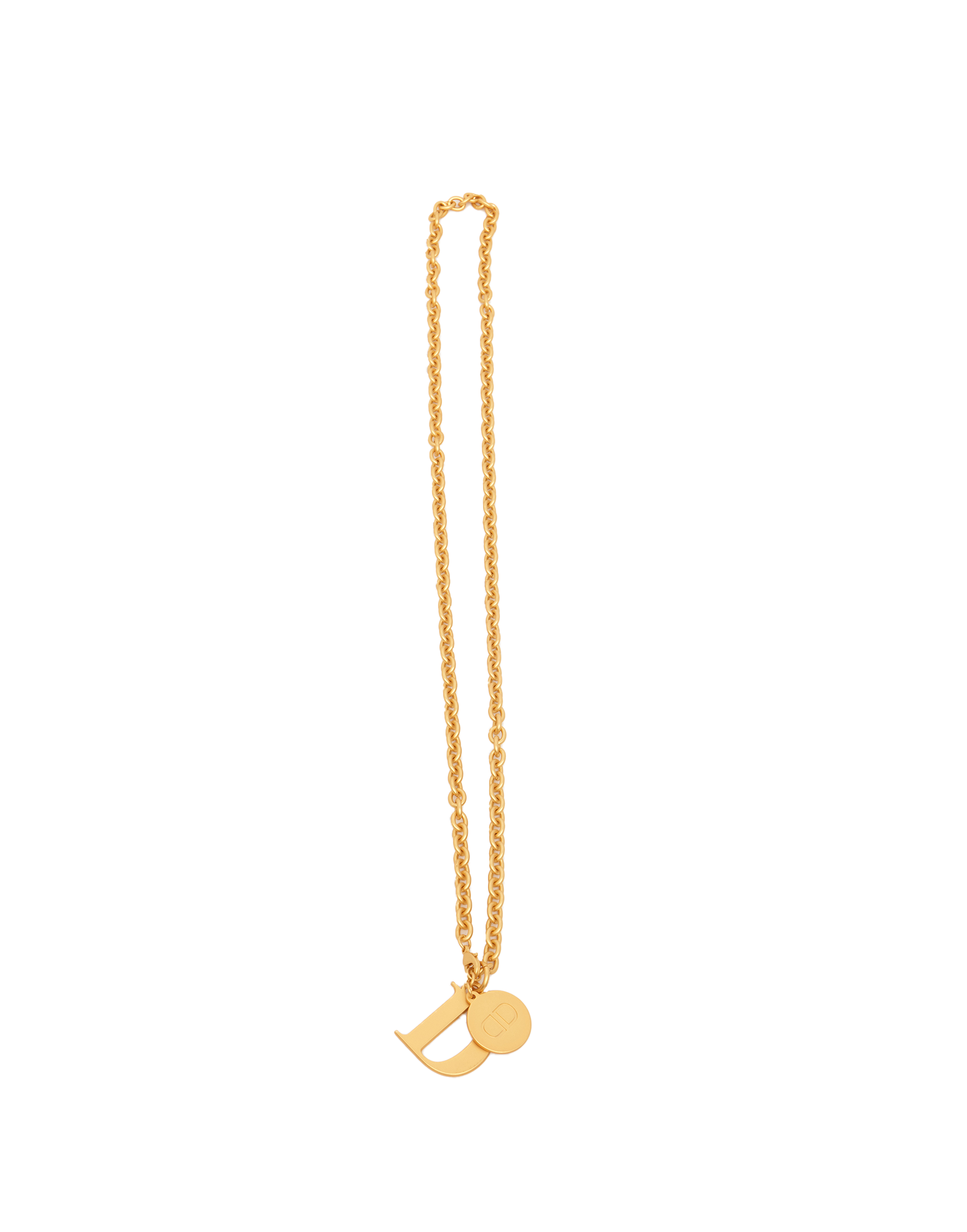 DOUUOD Collana Lunga con Catena Rock e Lettera D in Oro Satinato