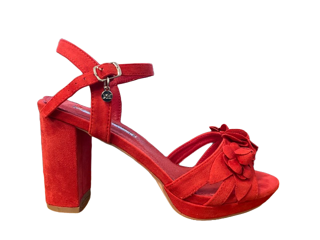 Xti women's heeled shoe with floral decoration on the Rolo 35044 red band