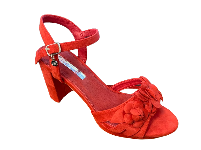Xti women's heeled shoe with floral decoration on the Rolo 35044 red band