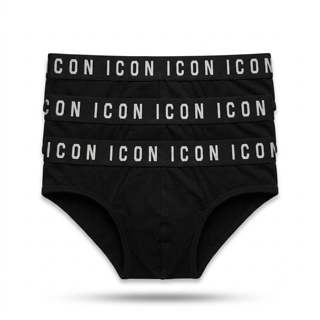 Icon Slip Uomo Cotone Elasticizzato Nero Confezione 3 Pezzi - IMU08