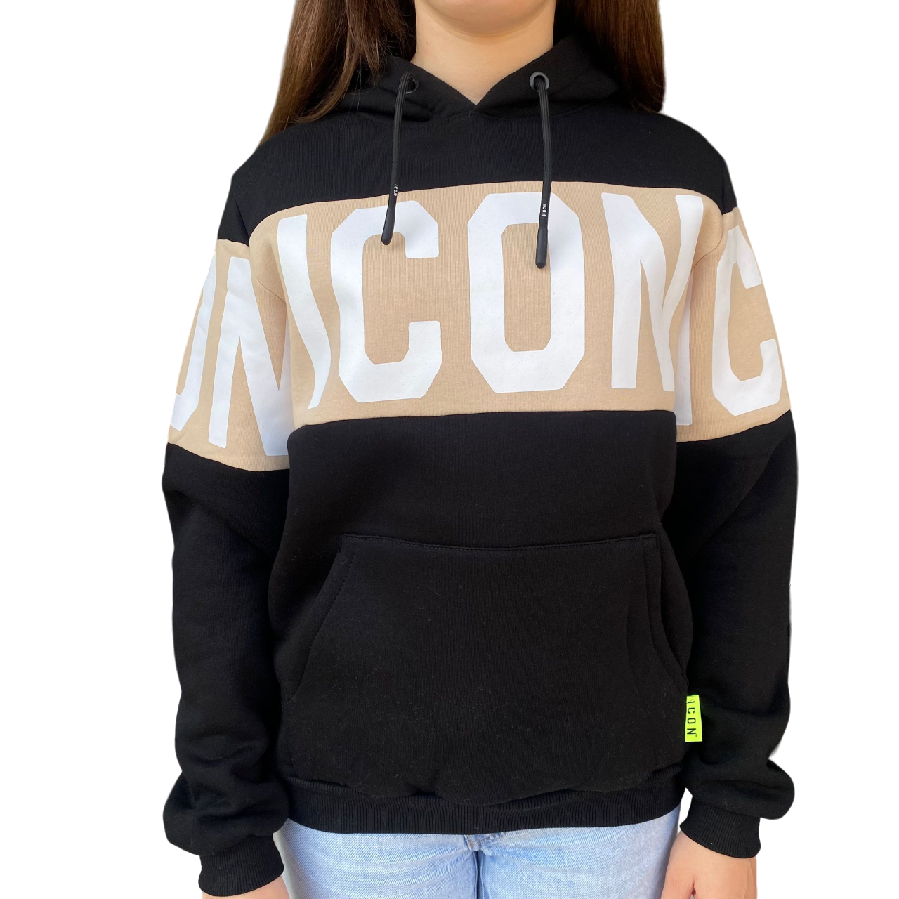 Icon Felpa con Cappuccio Logo Ragazzi IBSW00339 Nero-Avorio