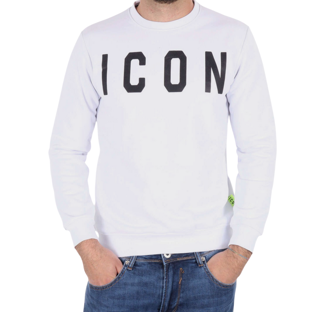 Icon Felpa Girocollo Uomo Logo Grande ICUS2S25F001 Bianco