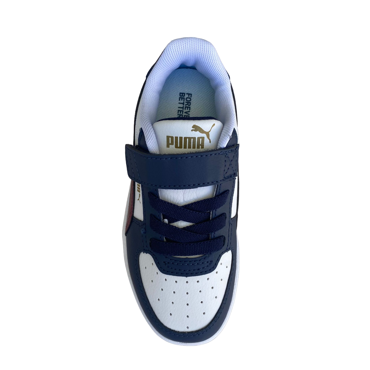 Puma Caven 2.0 AC Ps boys' sneakers with elastic and hook-and-loop closure, white-red jasper-blue