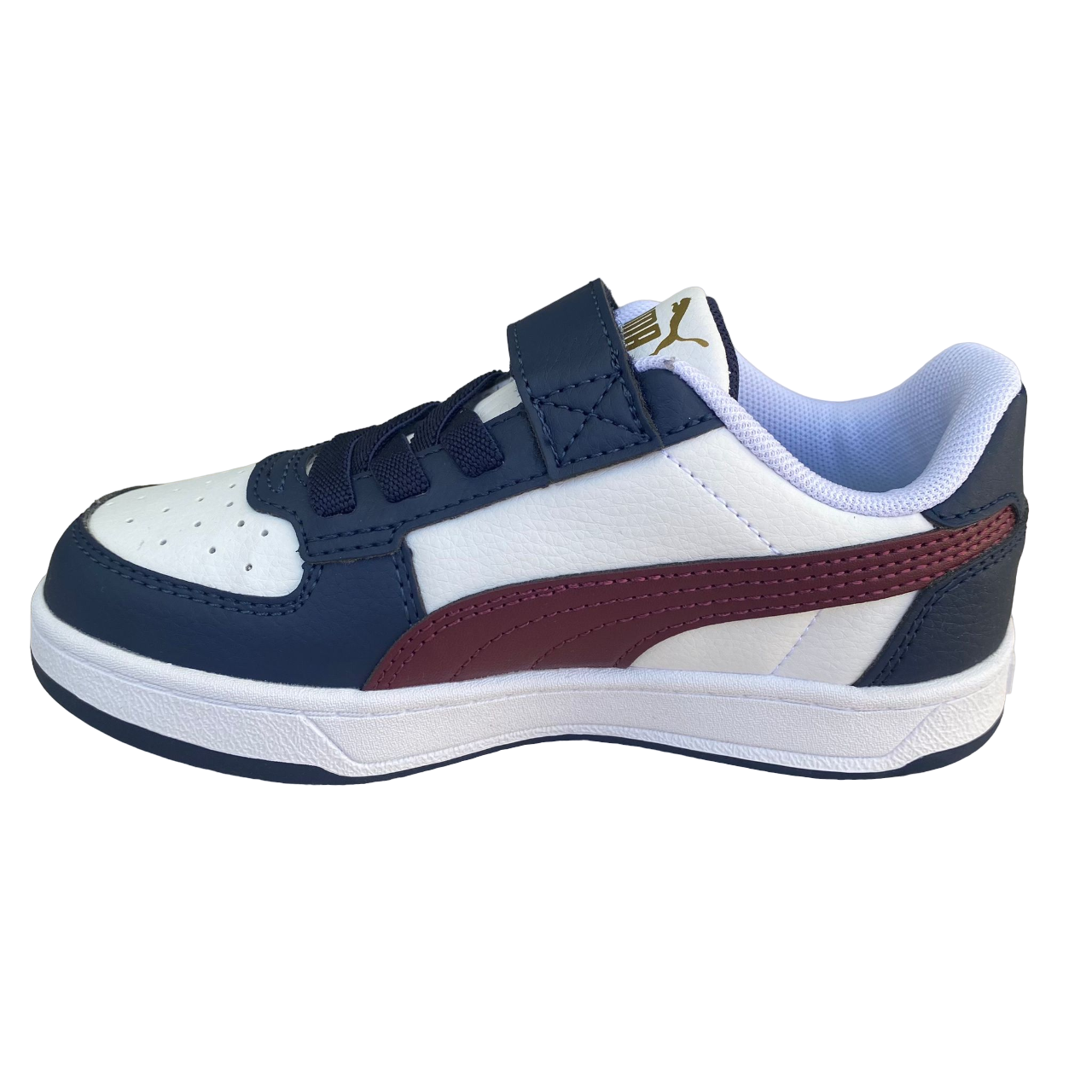 Puma Caven 2.0 AC Ps boys' sneakers with elastic and hook-and-loop closure, white-red jasper-blue
