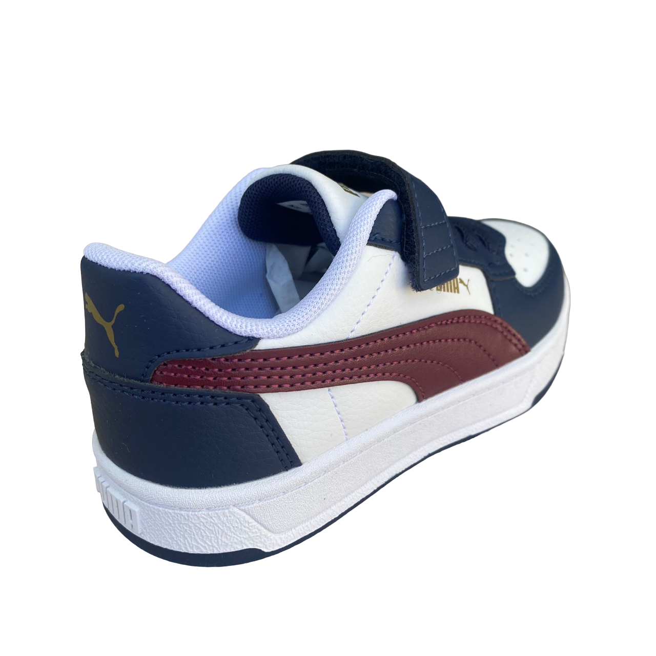 Puma Caven 2.0 AC Ps boys' sneakers with elastic and hook-and-loop closure, white-red jasper-blue