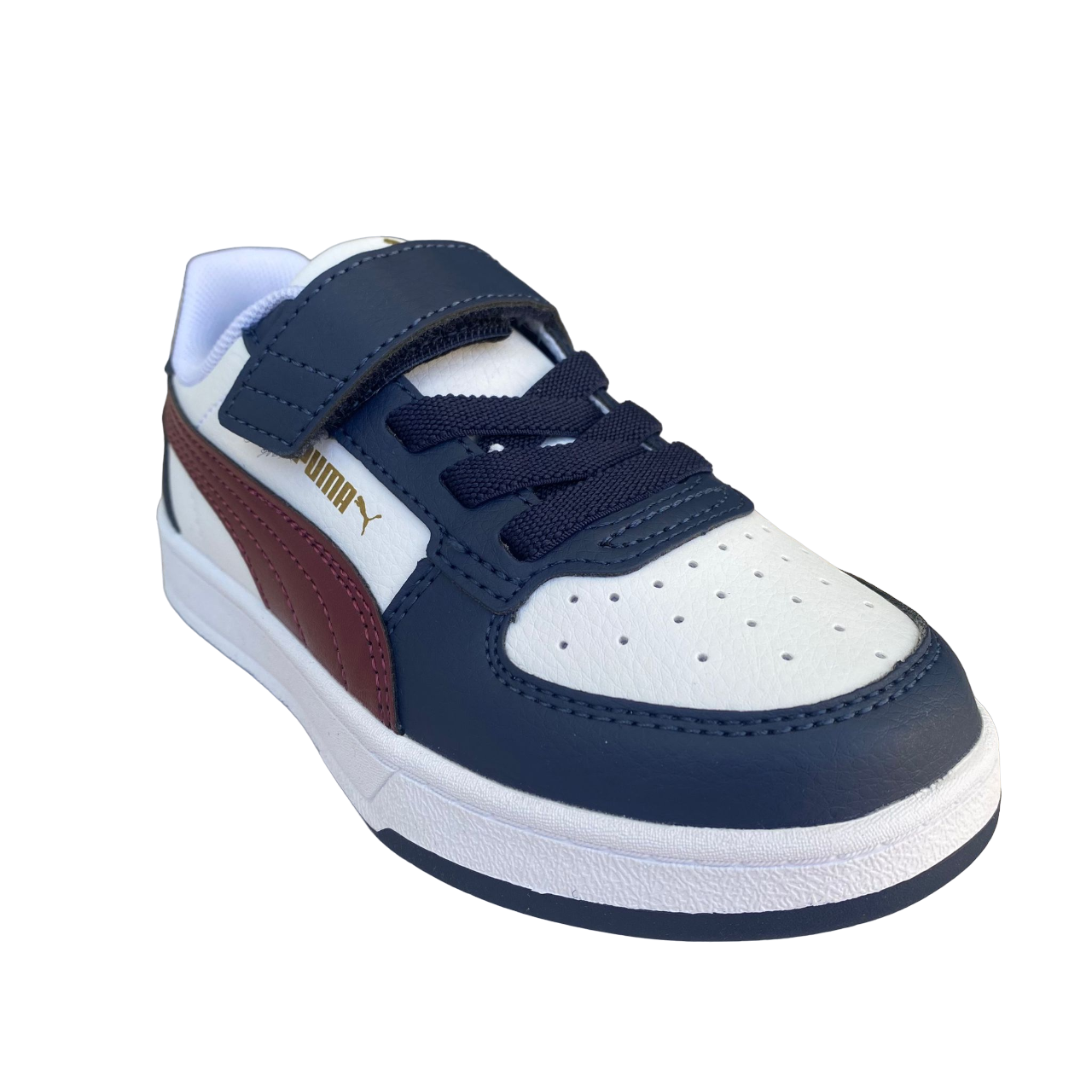 Puma Caven 2.0 AC Ps boys' sneakers with elastic and hook-and-loop closure, white-red jasper-blue