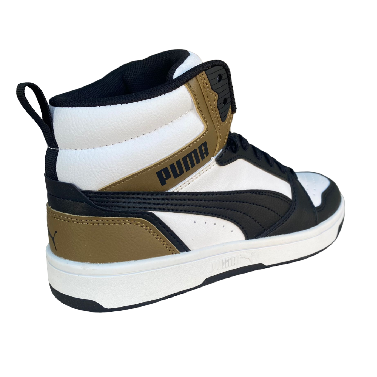 Puma Rebound v6 Mid Boys' High-Top Sneakers 393831 08 White-Black-Chocolate