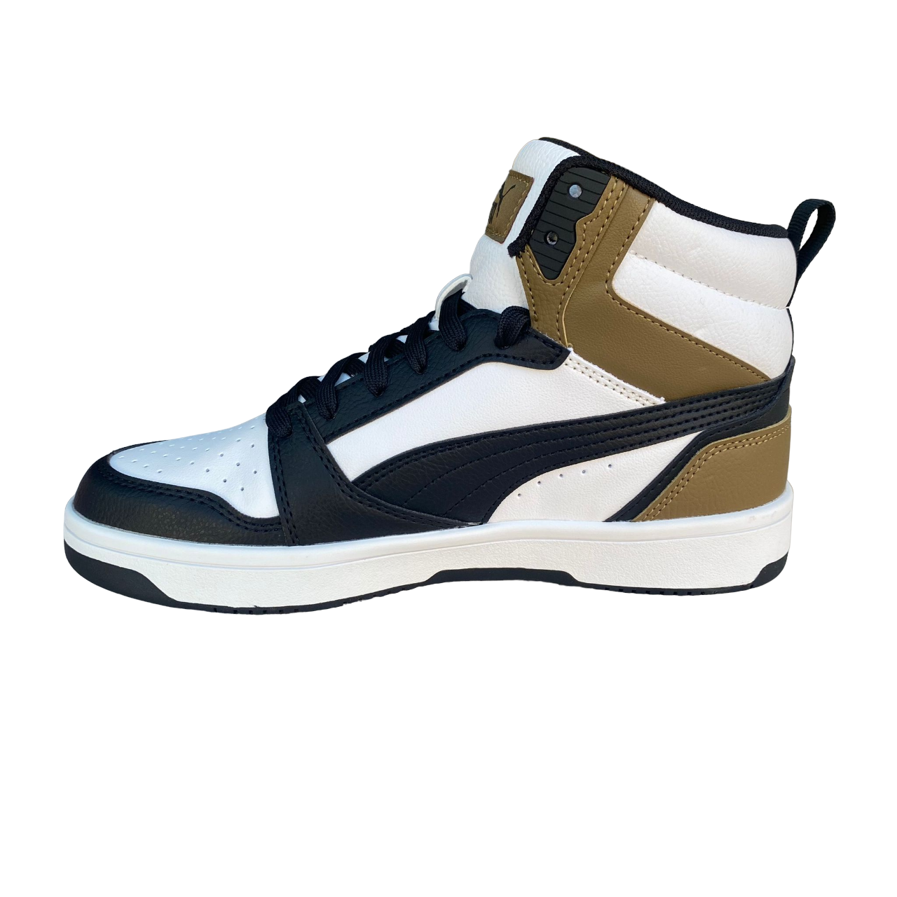 Puma Rebound v6 Mid Boys' High-Top Sneakers 393831 08 White-Black-Chocolate