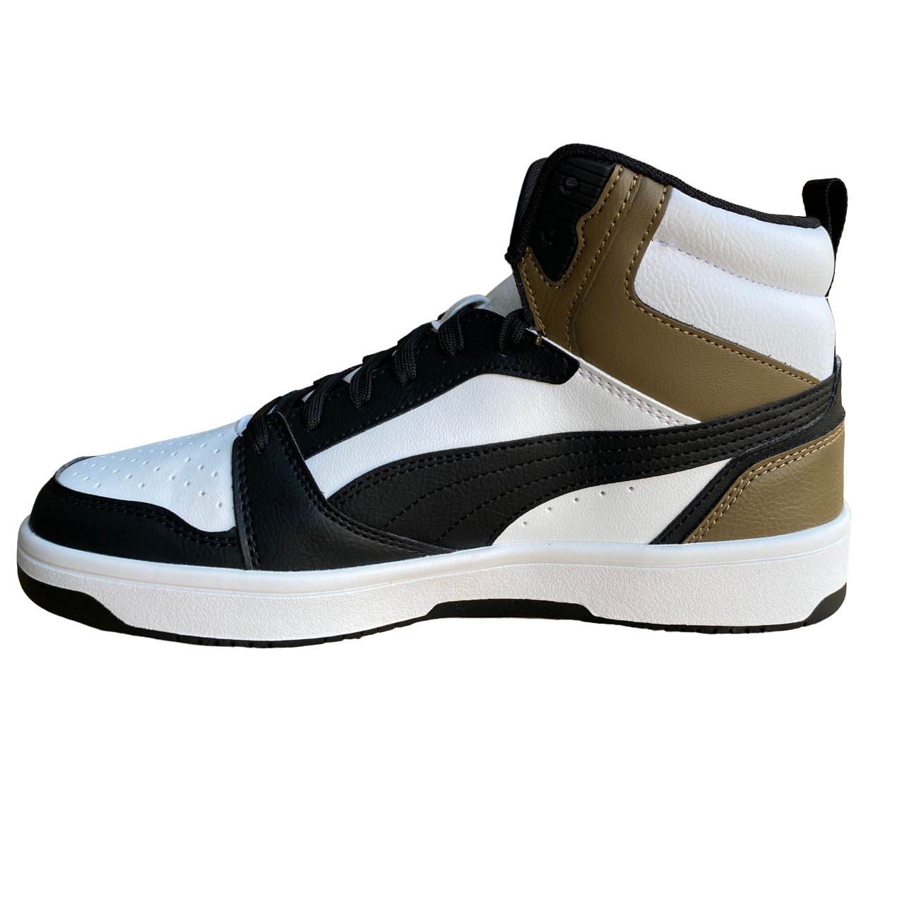 Puma Men's Rebound v6 Sneakers 392326-09 White-Black-Chocolate