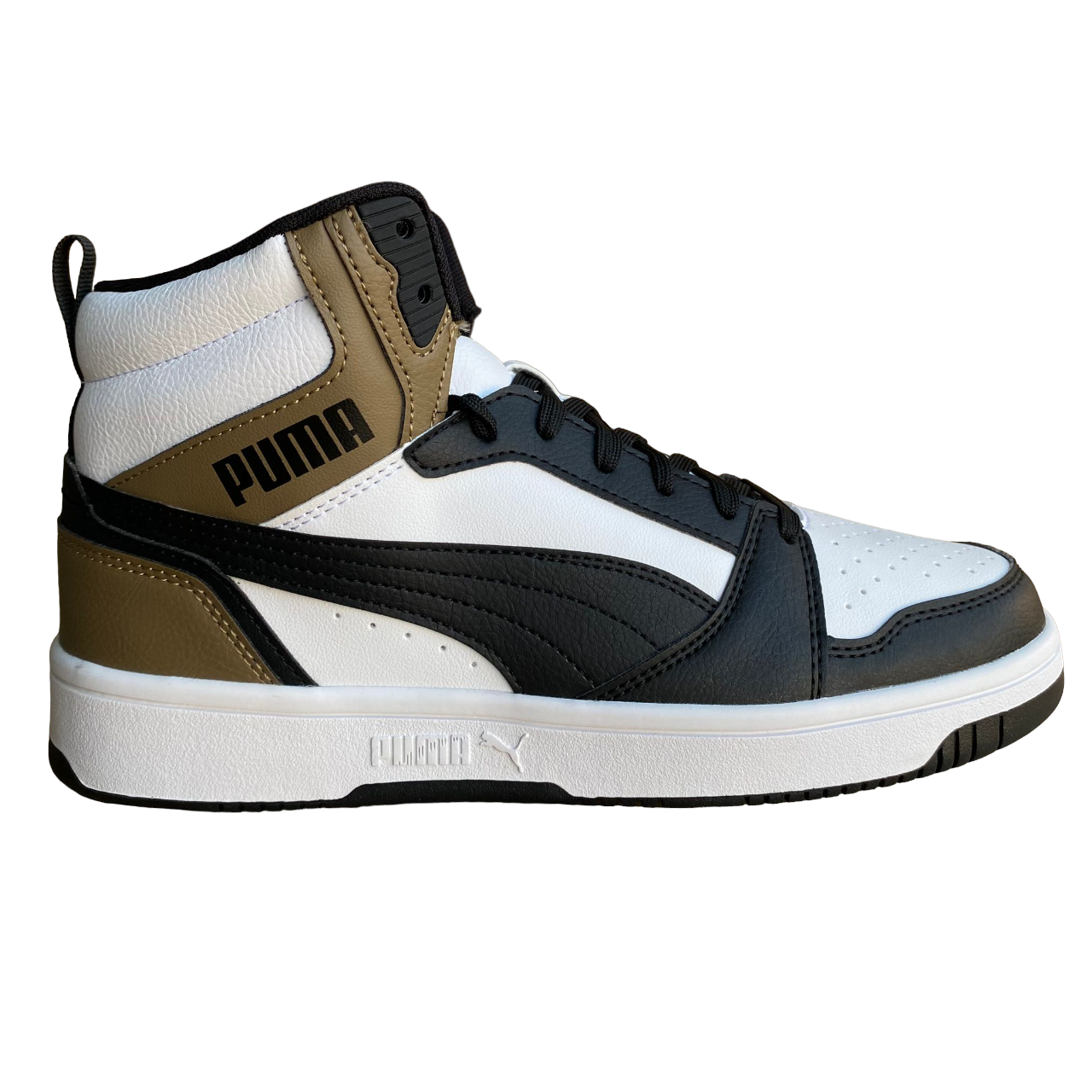 Puma Men's Rebound v6 Sneakers 392326-09 White-Black-Chocolate